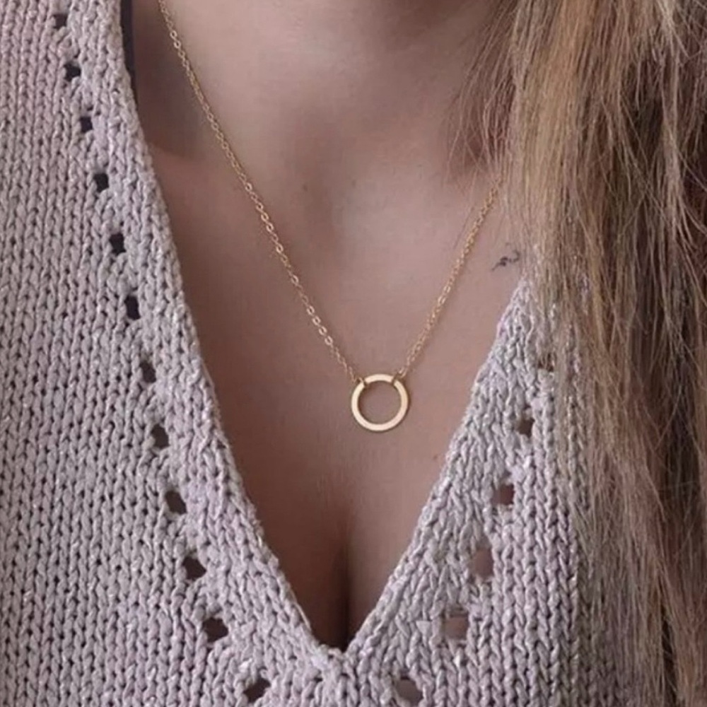 NEW Boho Gold Circle Minimalist Pendant Necklace